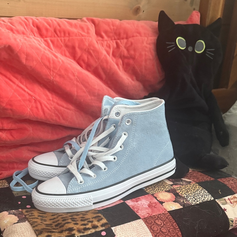 New Light Blue High-Top Suede Chucks